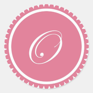 Initiaal O princess roze monogram, bevoordeling Ronde Sticker