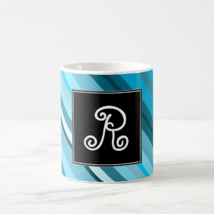Initiaal + oceaangeïnspireerd blauw/Blauwgroen/Aq Koffiemok