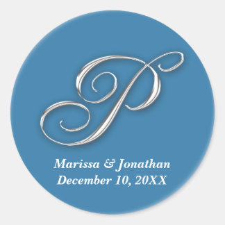 Initiaal P blauwe monogram douanenaam vóór zegel