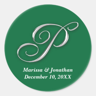 Initiaal P groen monogram aangepaste naam gunzegel Ronde Sticker