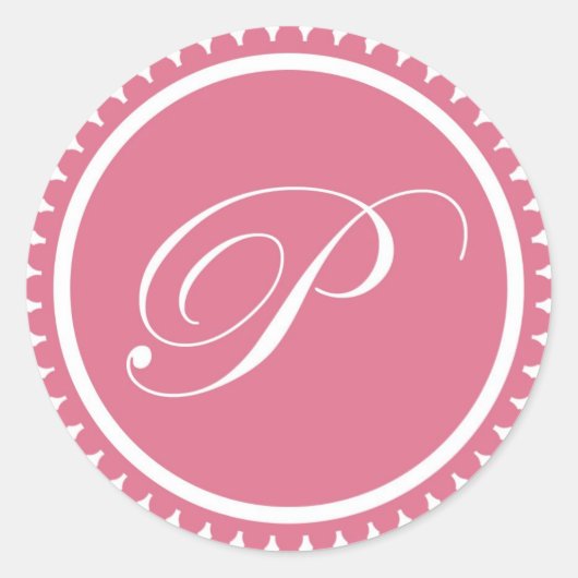 Initiaal P-prinses roze monogram bezegeling Ronde Sticker (Voorkant)