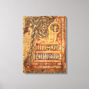 Initiaal pagina van de Lichfield Gospels, c.720 Canvas Afdruk