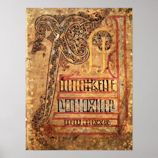 Initiaal pagina van de Lichfield Gospels, c.720 Poster (Voorkant)
