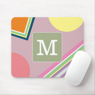 Initiaal pastel kleurenblok Schattige geometrisch Muismat