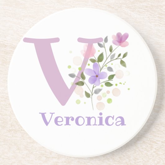 Initiaal plus naam en blokontwerp zandsteen onderzetter (Voorkant)