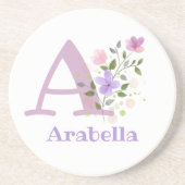 Initiaal plus naam en blokontwerp zandsteen onderzetter (Voorkant)