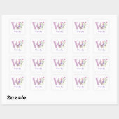 Initiaal Plus naam Wendy Floral Design Vierkante Sticker (Vel)