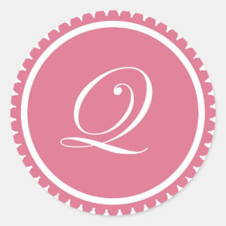 Initiaal Q princess roze monogram, partij voor bez Ronde Sticker