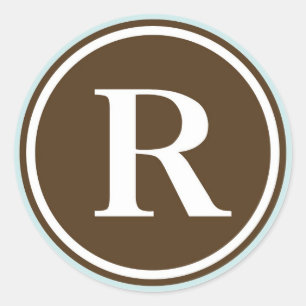 Initiaal R monogram cirkel letter zegel partij gun