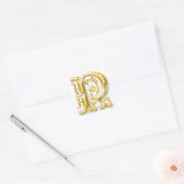 Initiaal R Monogram Sticker in Goud (Envelop)