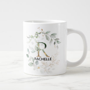 Initiaal R Naam Alphabet Monogram Greenery Wreath Extra Grote Beker