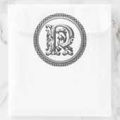 Initiaal R Ronde Sticker in Zilver (Tas)