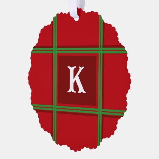 Initiaal Rood en Groen Plaid Eenvoudig Ontwerp Ornament Kaart (Links)