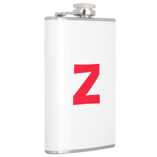 Initiaal rood monogram grote letter eigen naam heupfles (Rechts)