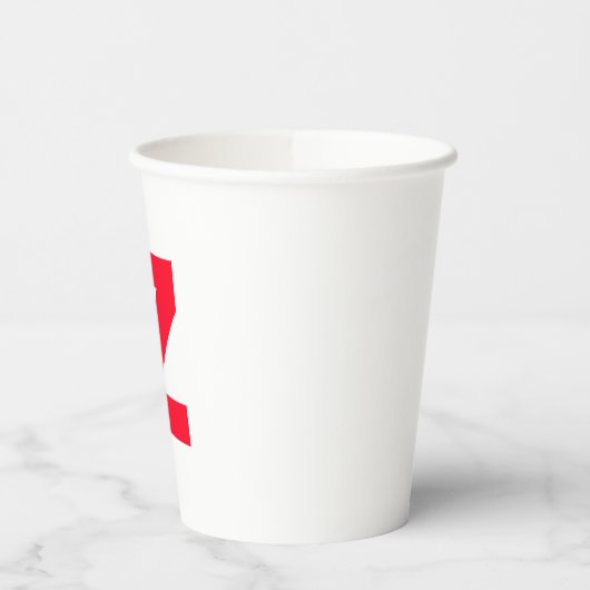 Initiaal rood monogram grote letter eigen naam papieren bekers (Links)