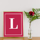 Initiaal |Roze Monogram Moderne Stijlen Poster