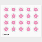 Initiaal Roze ronde Sticker (Vel)