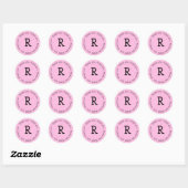 Initiaal roze swirl dank je sticker (#LABL 005) (Vel)