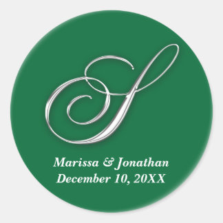 Initiaal S groen monogram douanenaam gunstzegel Ronde Sticker
