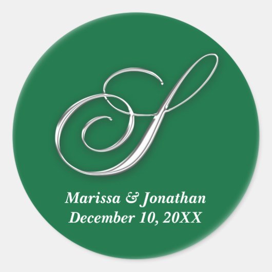 Initiaal S groen monogram douanenaam gunstzegel Ronde Sticker (Voorkant)
