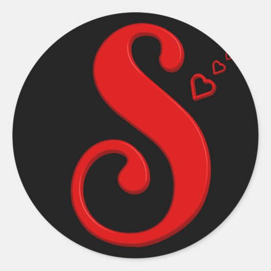 Initiaal S Monogram Hoofdletter Naam S met Rood Ronde Sticker (Voorkant)
