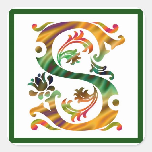 Initiaal S - Monogram S Vierkante Sticker (Voorkant)