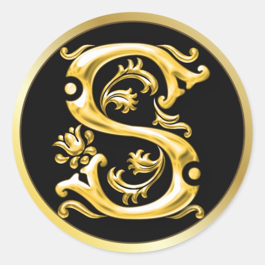 Initiaal S ronde Sticker in goud (Voorkant)