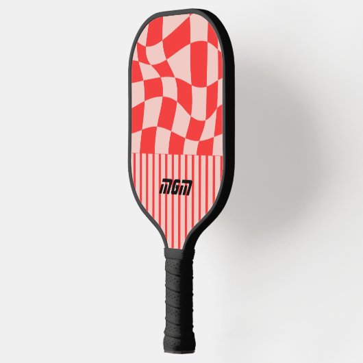 Initiaal schattig roze en rood trendy geruite stre pickleball paddle (Links)