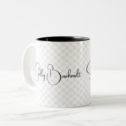 Initiaal Script Monogram Geometric Classic Tweekleurige Koffiemok (Voorkant links)