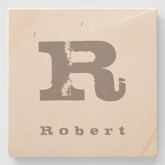 Initiaal Sjabloon Moderne ontwerpmonogram Sandston Stenen Onderzetter (Voorkant)
