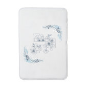 Initiaal "T" Blauw Monogram Kalm Bloemen Badmat (Voorkant Verticaal)