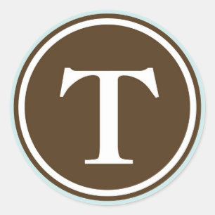 Initiaal T monogram cirkel letter zegel partij gun
