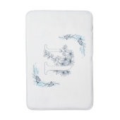Initiaal "U" Blauw Monogram Kalme Bloemen Badmat (Voorkant Verticaal)