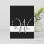 Initiaal uitnodiging voor Black, White Wedding Mon (Staand voorkant)