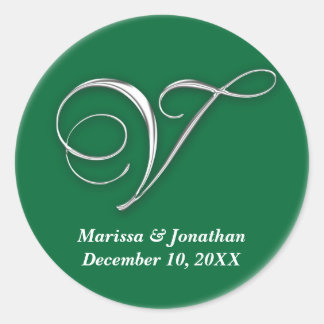 Initiaal V Groen monogram, op naam gesteld, zegel