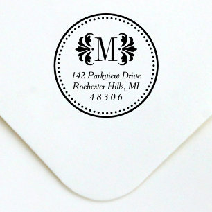 Initiaal van Damask Monogram Klassiek retouradres Zelfinktende Stempel