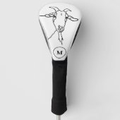 initiaal van grappige geitenzwarte en witte monogr golfheadcover (Voorkant)