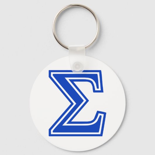 Initiaal van het Griekse Sigma Blue Monogram Sleutelhanger (Voorkant)