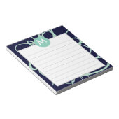 Initiaal van het monogram Navy & Mint Brushstrokes Notitieblok (Schuin)