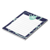Initiaal van het monogram Navy & Mint Brushstrokes Notitieblok (Gedraaid)