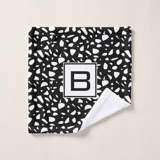 Initiaal van het witte tongpatroon Terrazzo Bad Handdoek (Wasdoekje)