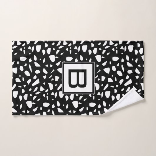 Initiaal van het witte tongpatroon Terrazzo Bad Handdoek (Handdoek)