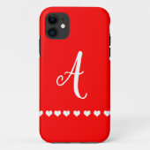 Initiaal van rode en witte monogram Case-Mate iPhone case (Achterkant)