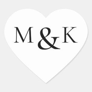 Initiaal Verloving Boortweddenschap zwart-wit Hart Sticker