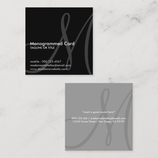 initiaal vierkant vierkante visitekaartje (Voorkant / Achterkant)