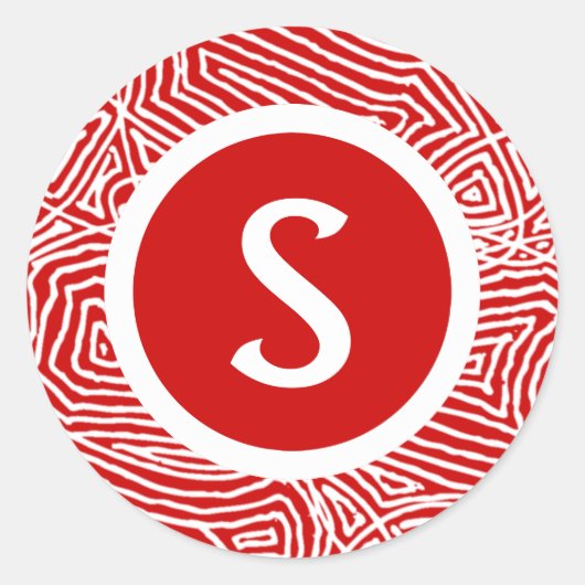 Initiaal voor cribbleprint ronde sticker (Voorkant)