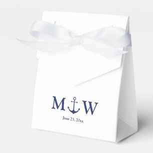 Initiaal voor het binden van zeemansblauw-monogram bedankdoosjes