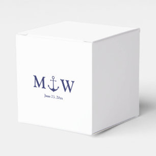Initiaal voor het binden van zeemansblauw-monogram bedankdoosjes