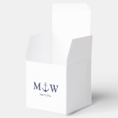 Initiaal voor het binden van zeemansblauw-monogram bedankdoosjes (Geopend)