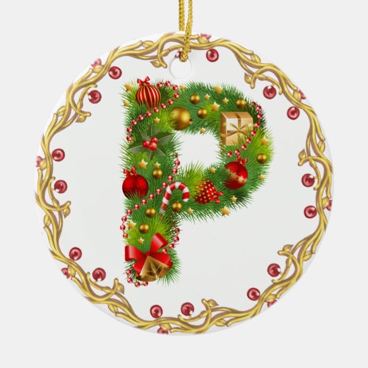initiaal voor kerstversiering met monogrammen - ci keramisch ornament (Voorkant)
